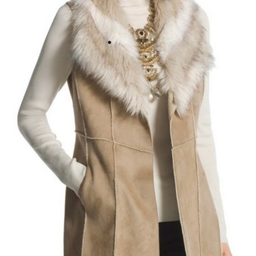 Chicos vegan suede vegan fur vest size 0